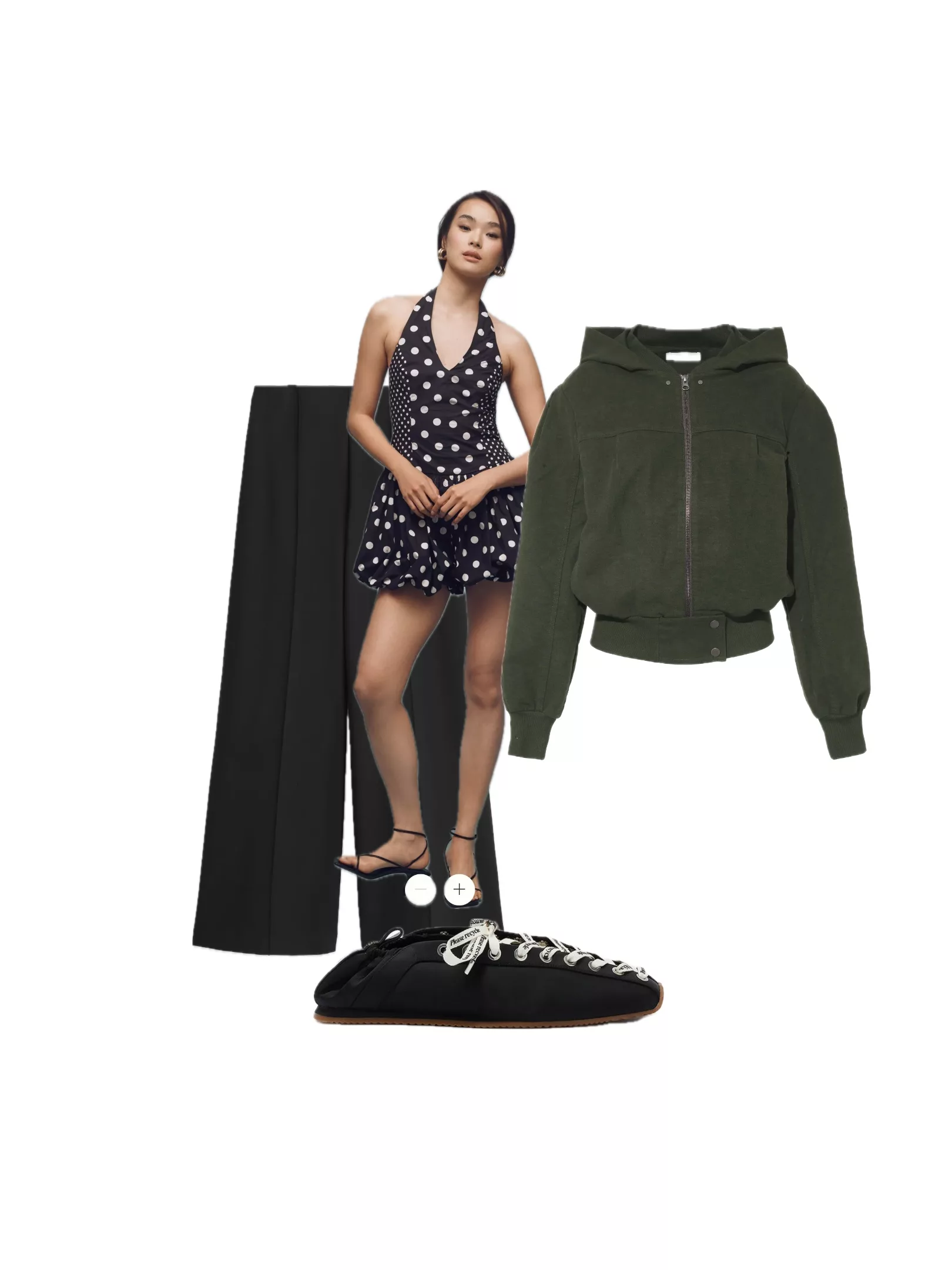 Polka dot bubble hem playsuit outfit 
