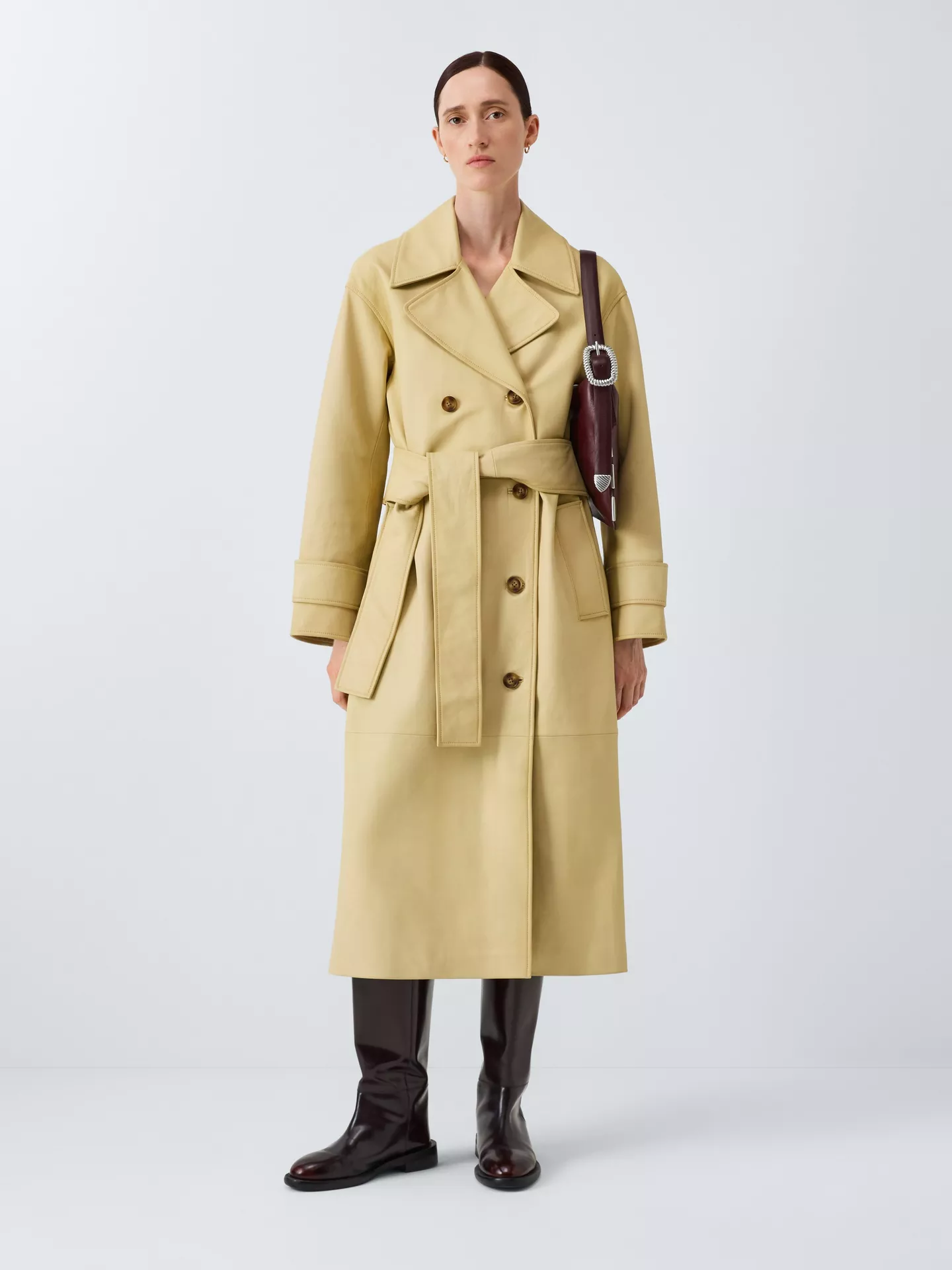 Longline Soft Leather Belted Trench Coat by Rejina Pyo John Lewis