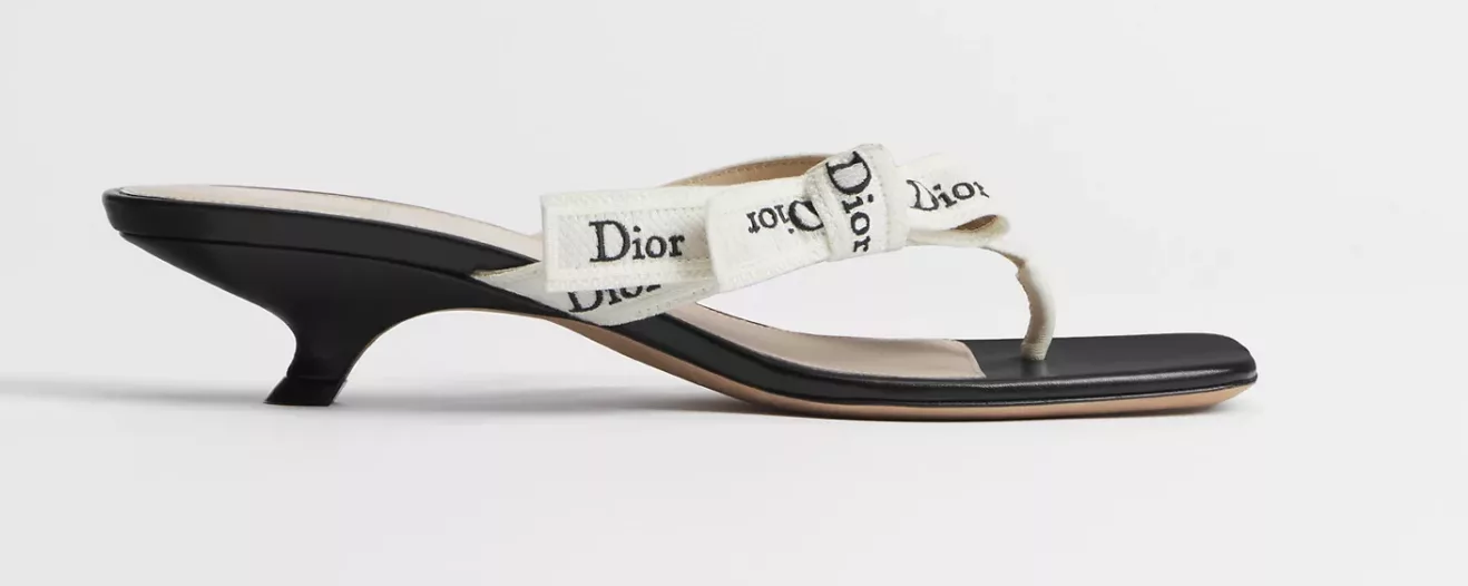 Dior J'Adior white and black heeled thong sandal