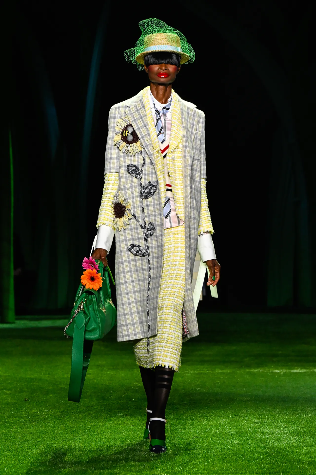 Thom Browne Spring 2027 patterned tailoring at New York Fashion Week