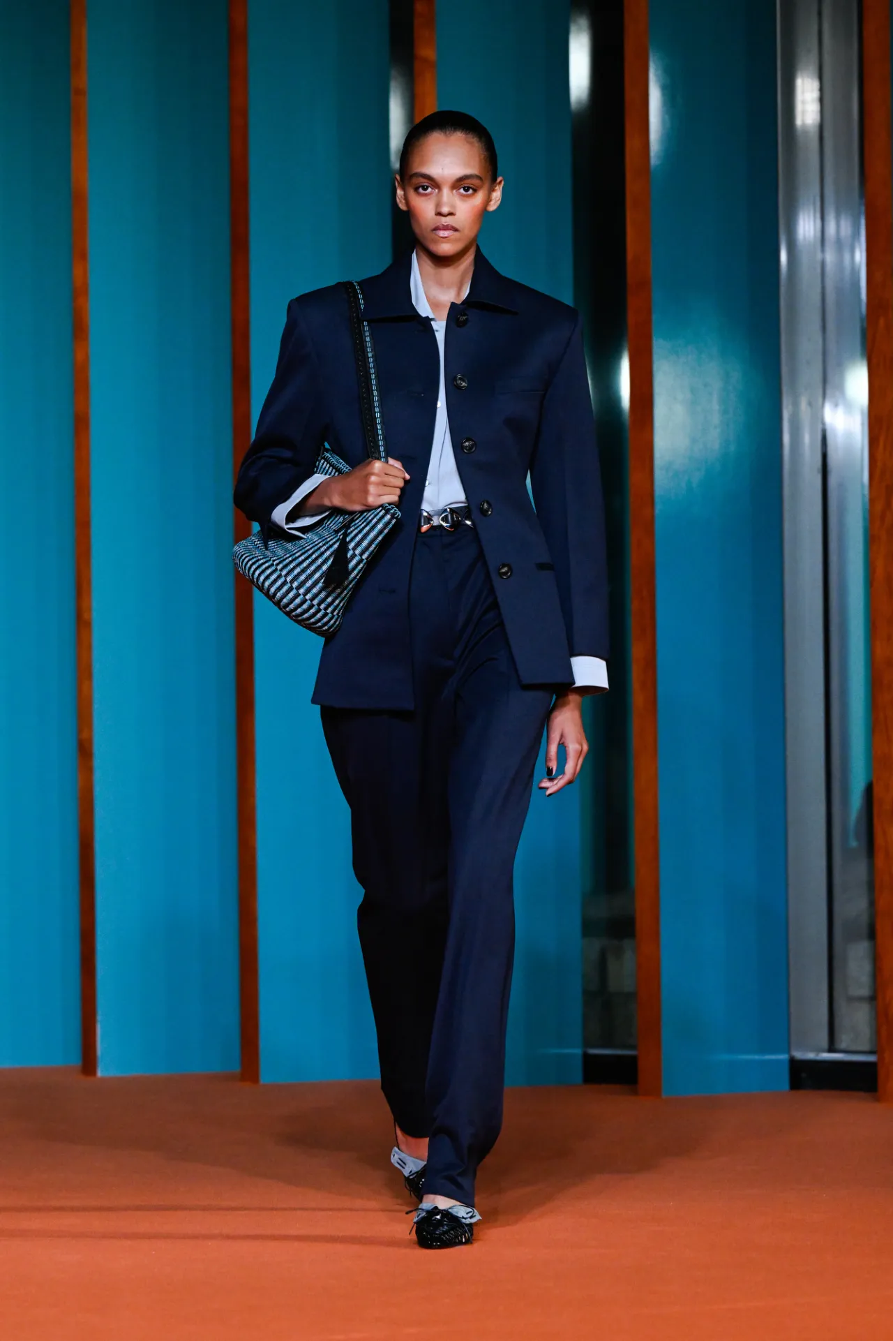Tory Burch Spring 2027 navy tailoring at New York Fashion Week