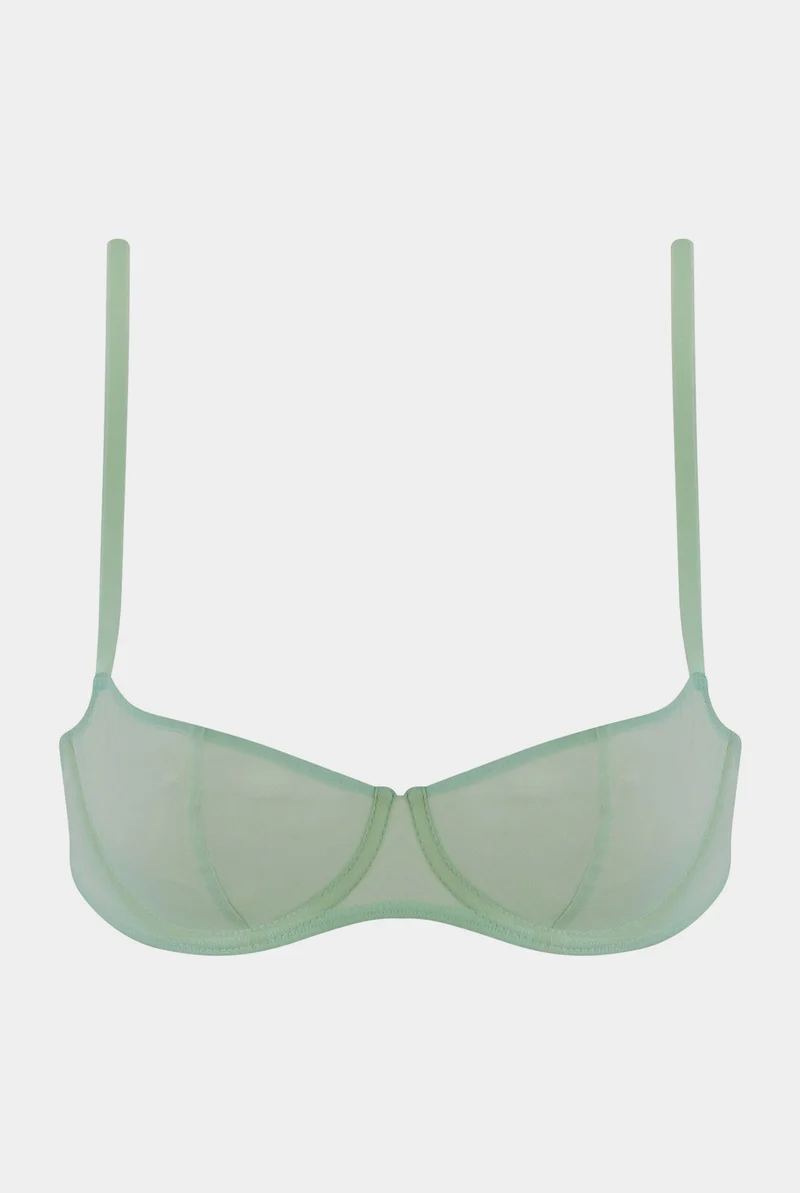NOKAYA fine mesh underwired balcony bra in mint cream