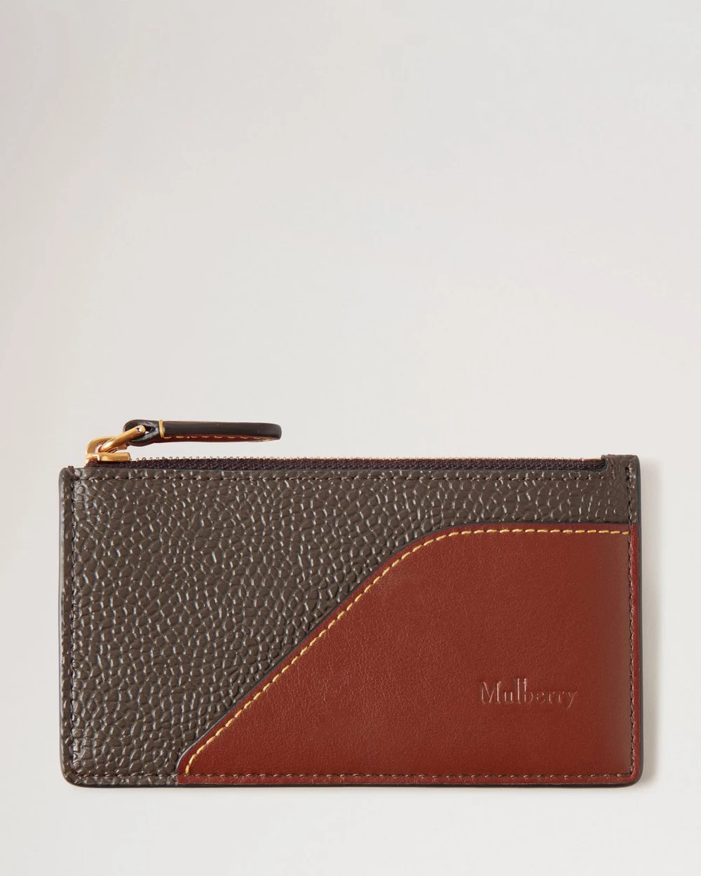 Mulberry Heritage Zipped Long Card Holder in Mole and Cognac