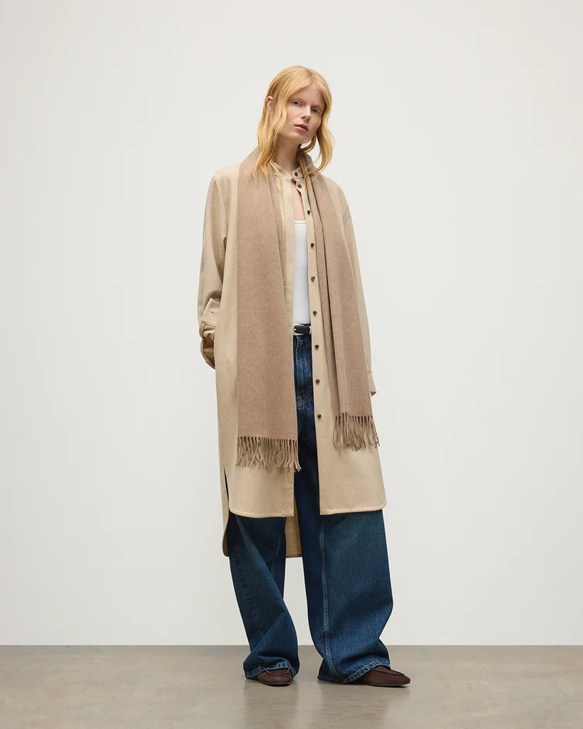 Johnstons of Elgin Wide Cashmere Scarf in Otter Brown