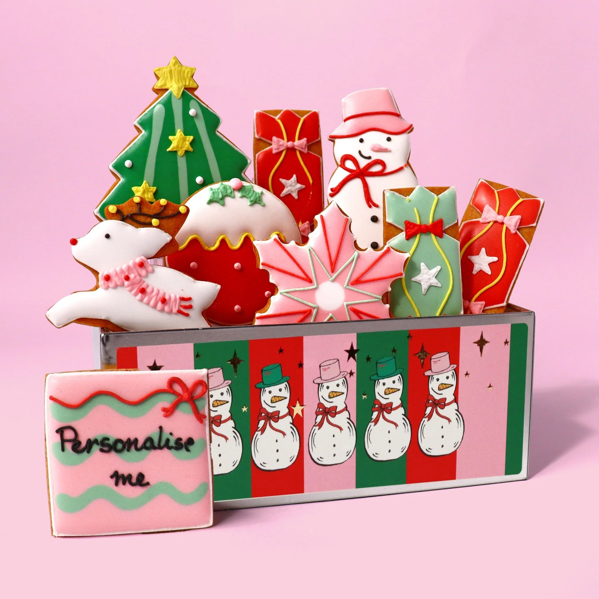Merry and Bright hand-iced Christmas biscuits from Biscuiteers