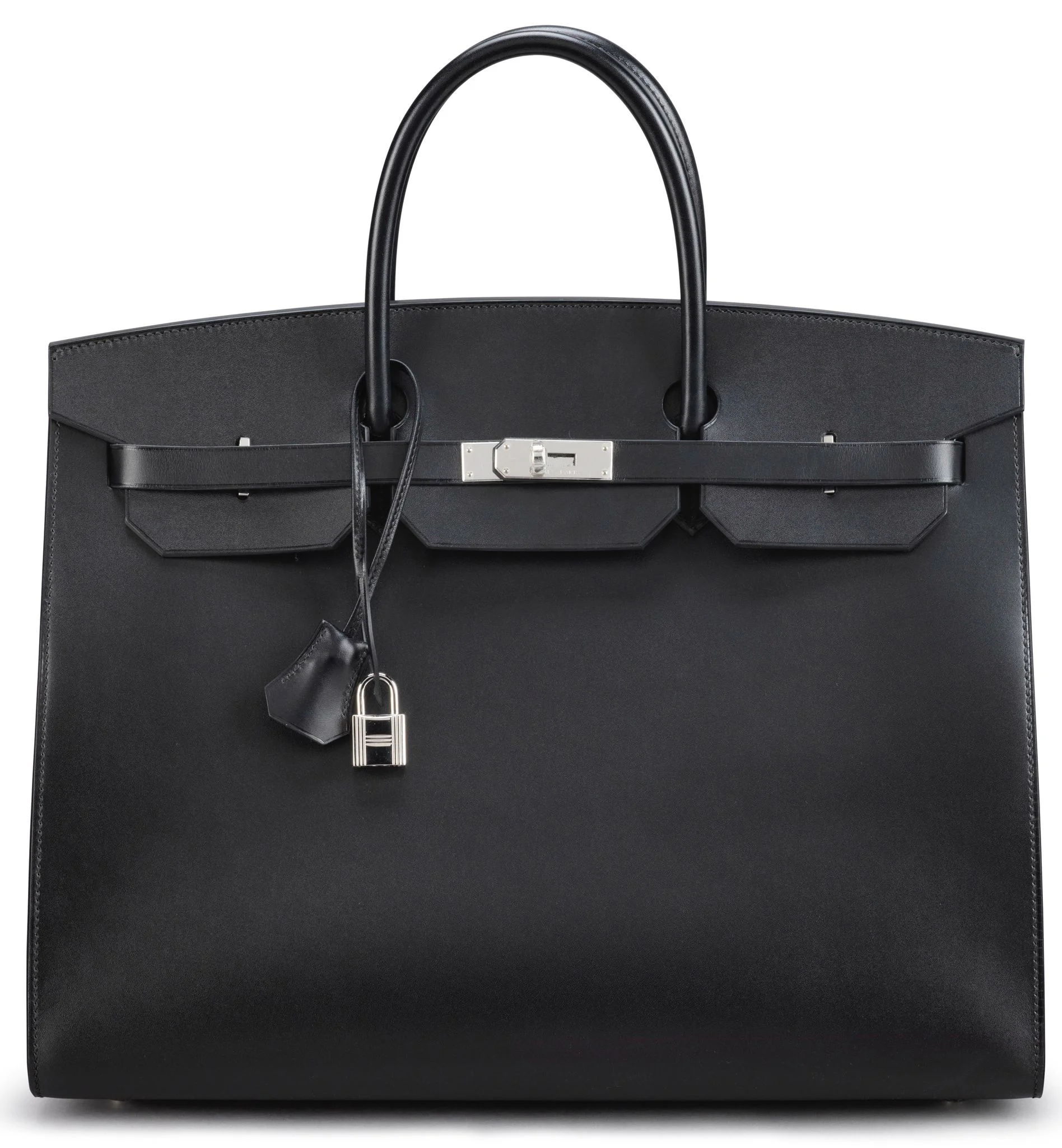 Matte black Hermès Birkin bag with silver Chrome Hearts charm