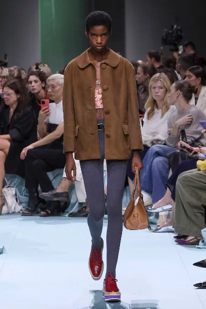 Prada runway suede jacket spring 2025
