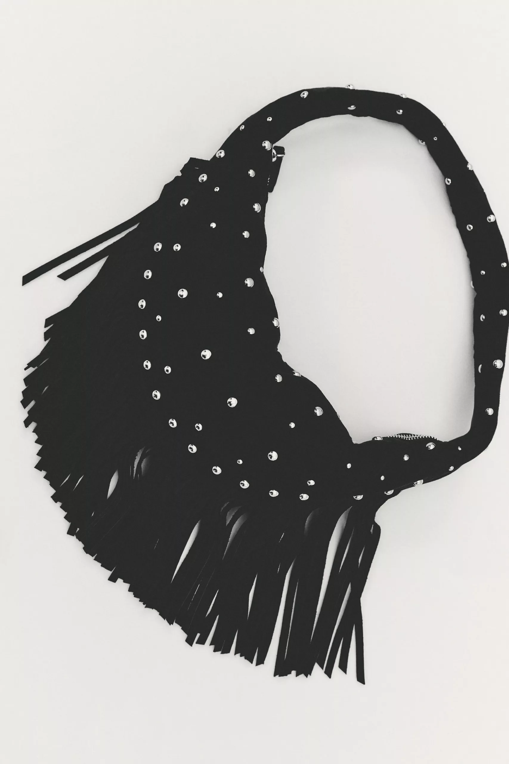 Zara oval studded fringed bag 2025