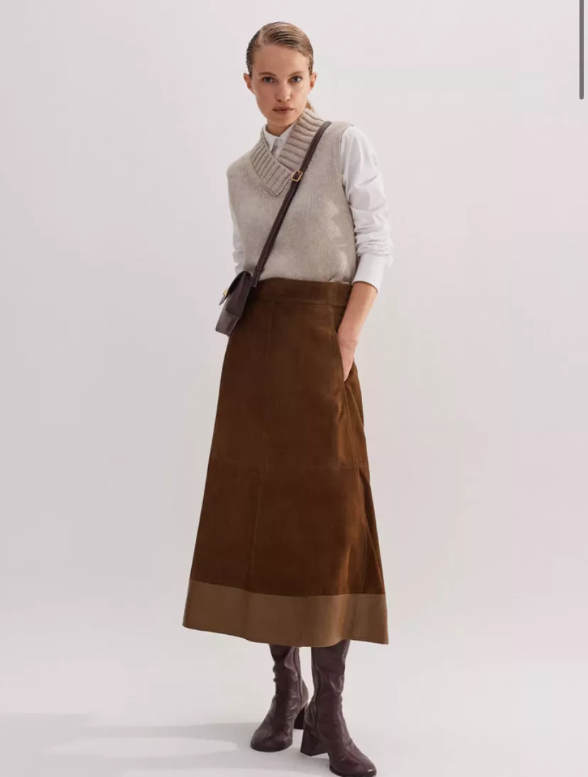 ME+EM high waisted suede skirt