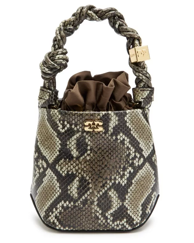 Ganni python effect leather bucket bag