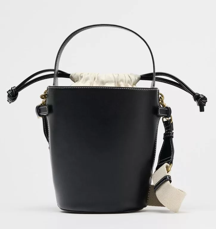 Zara contrast stitch bucket bag
