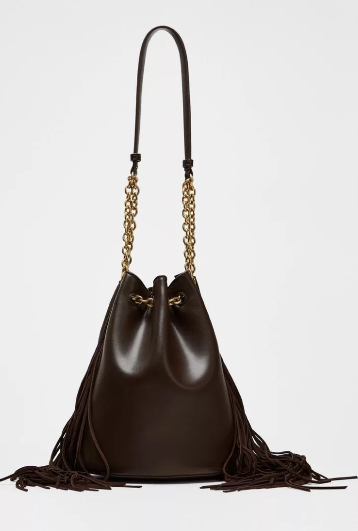 Zara bucket bag with fringing